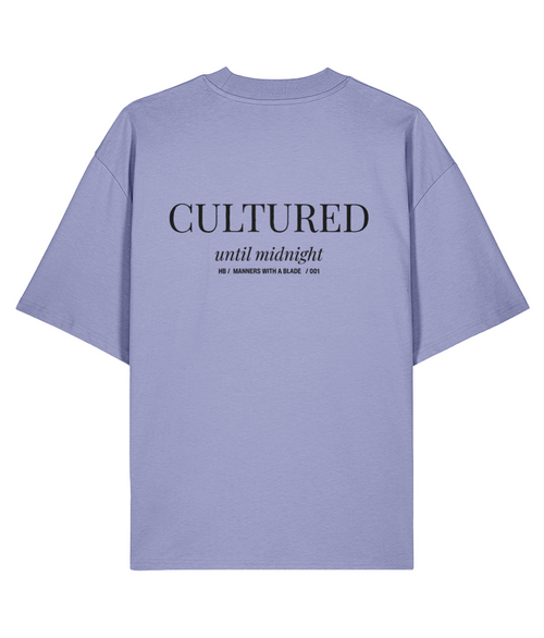 Cultured Until Midnight. Violet oversized T-shirt Back