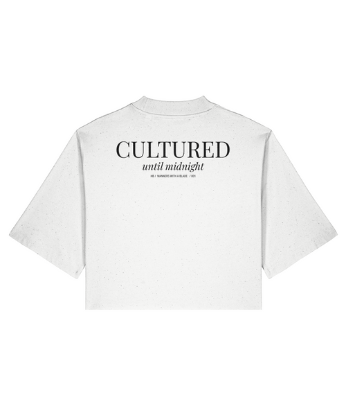 Cultured Until Midnight White Cropped T-Shirt Back