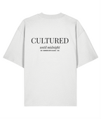Cultured Until Midnight, White oversized T-shirt Back