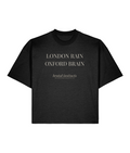 London Rain Oxford Brain. Black Boxy T-shirt Front 