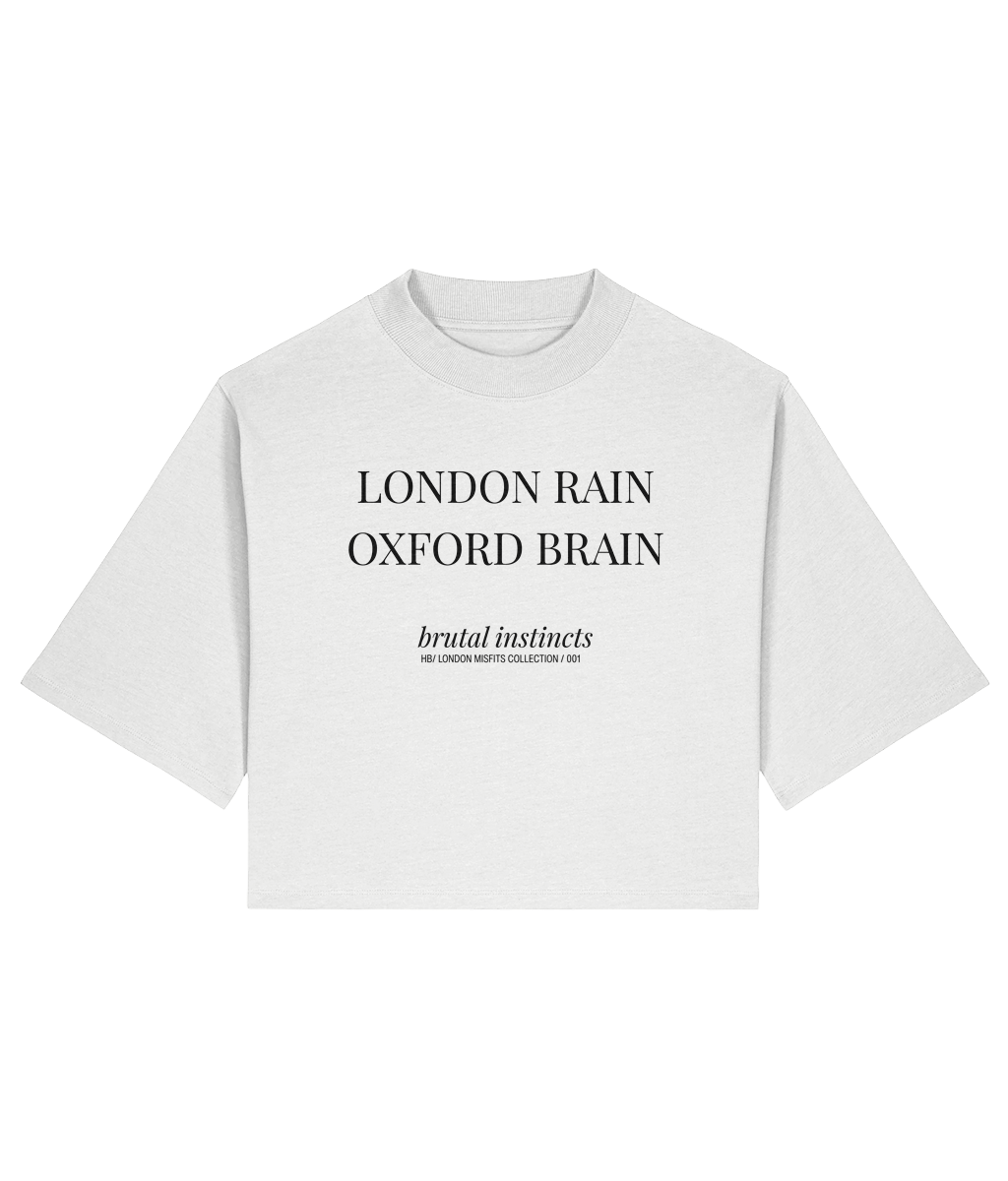 London Rain Oxford Brain. Cropped T-shirt. Front 
