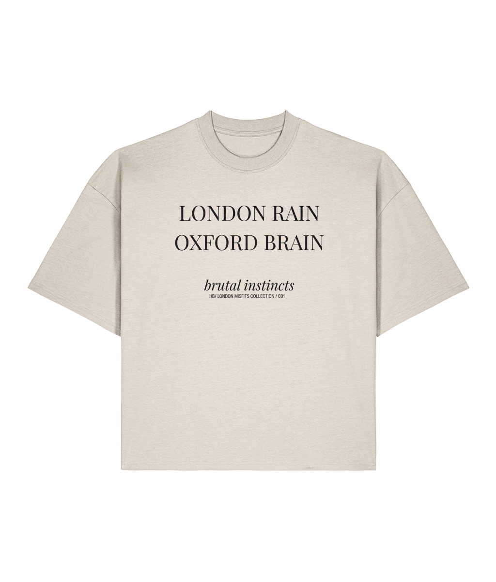 London Rain Oxford Brain. Natural Raw Boxy T-shirt Front 