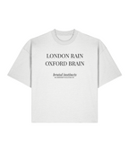 London Rain Oxford Brain. White Boxy T-shirt Front