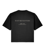 Mayfair Manners. Black Boxy T-shirt Back 