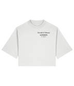  Mayfair Manners. Cropped White T-shirt Front 