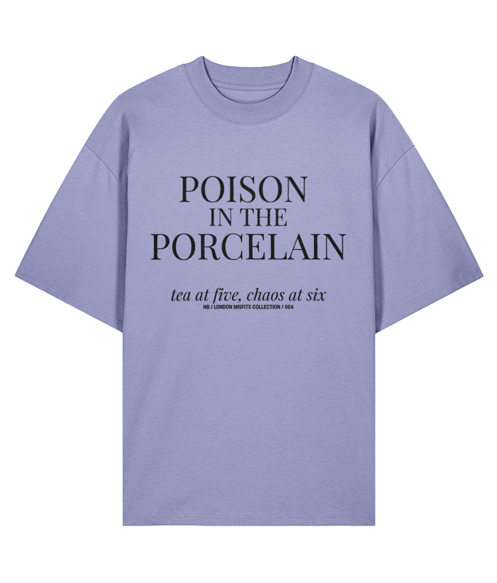 Poison in the Porcelain. Violet Oversized T-shirt Front