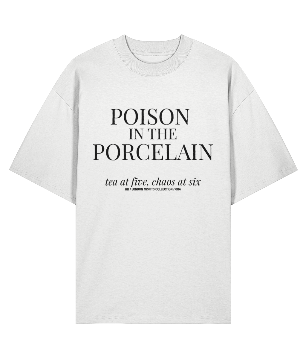 Poison in the Porcelain White Oversized T-shirt Front