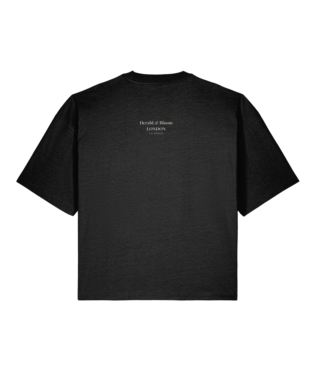 Private vices public manners. Black Boxy T-shirt Back 