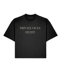 Private vices public manners. Black Boxy T-shirt Front