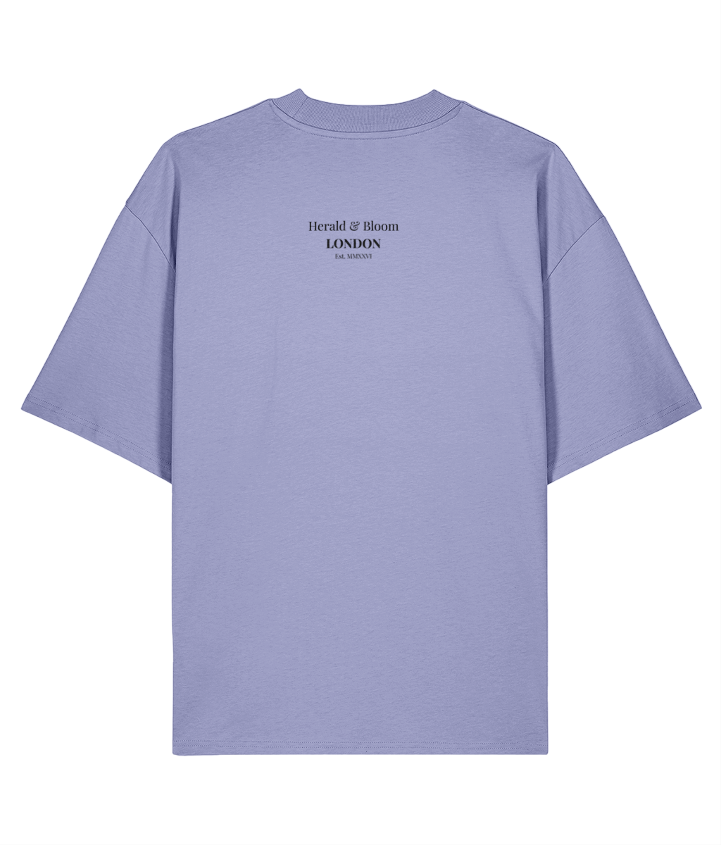 Private vices public manners. Violet oversized T-shirt Back