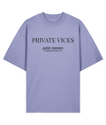 Private vices public manners. Violet oversized T-shirt Front