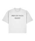 Private vices public manners. White Boxy T-shirt Front 