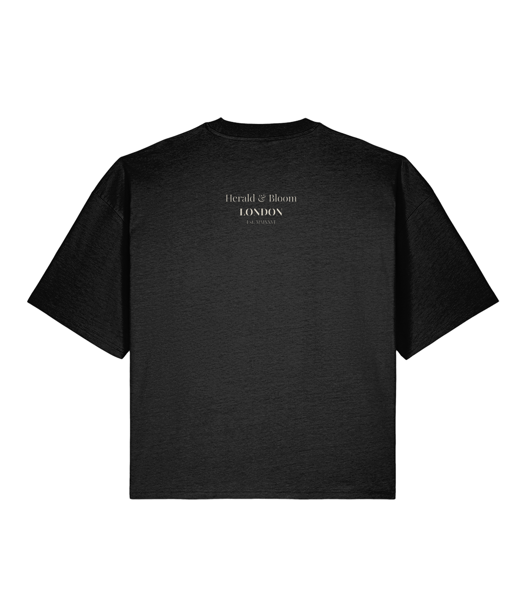 Tea & Treason. Black Boxy T-shirt Back