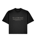 Tea & Treason. Black Boxy T-shirt Front