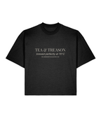 Tea & Treason. Black Boxy T-shirt Front
