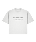 Tea & Treason. White Boxy T-shirt Front
