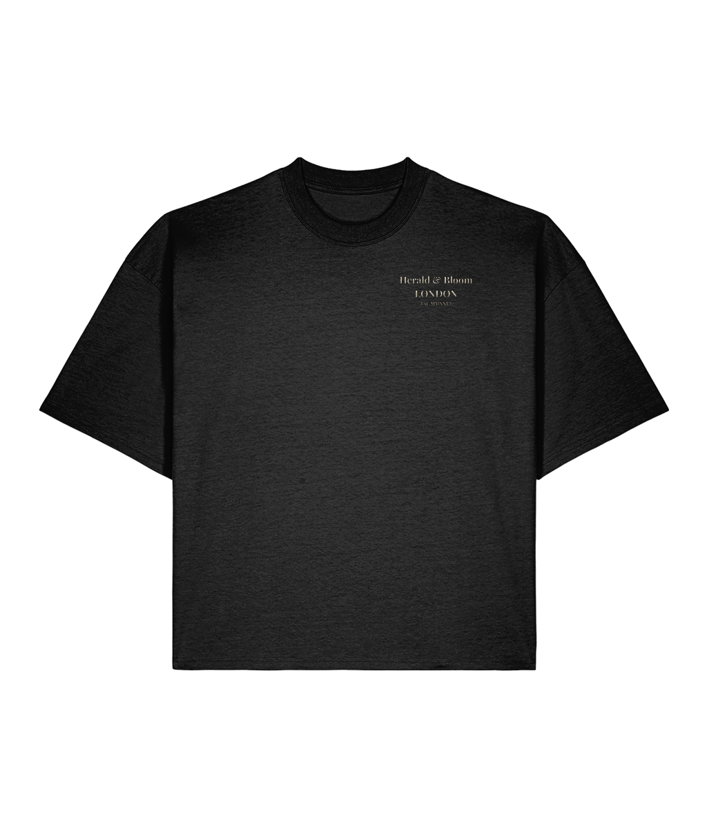Well read badly behaved. Black Boxy T-shirt Front