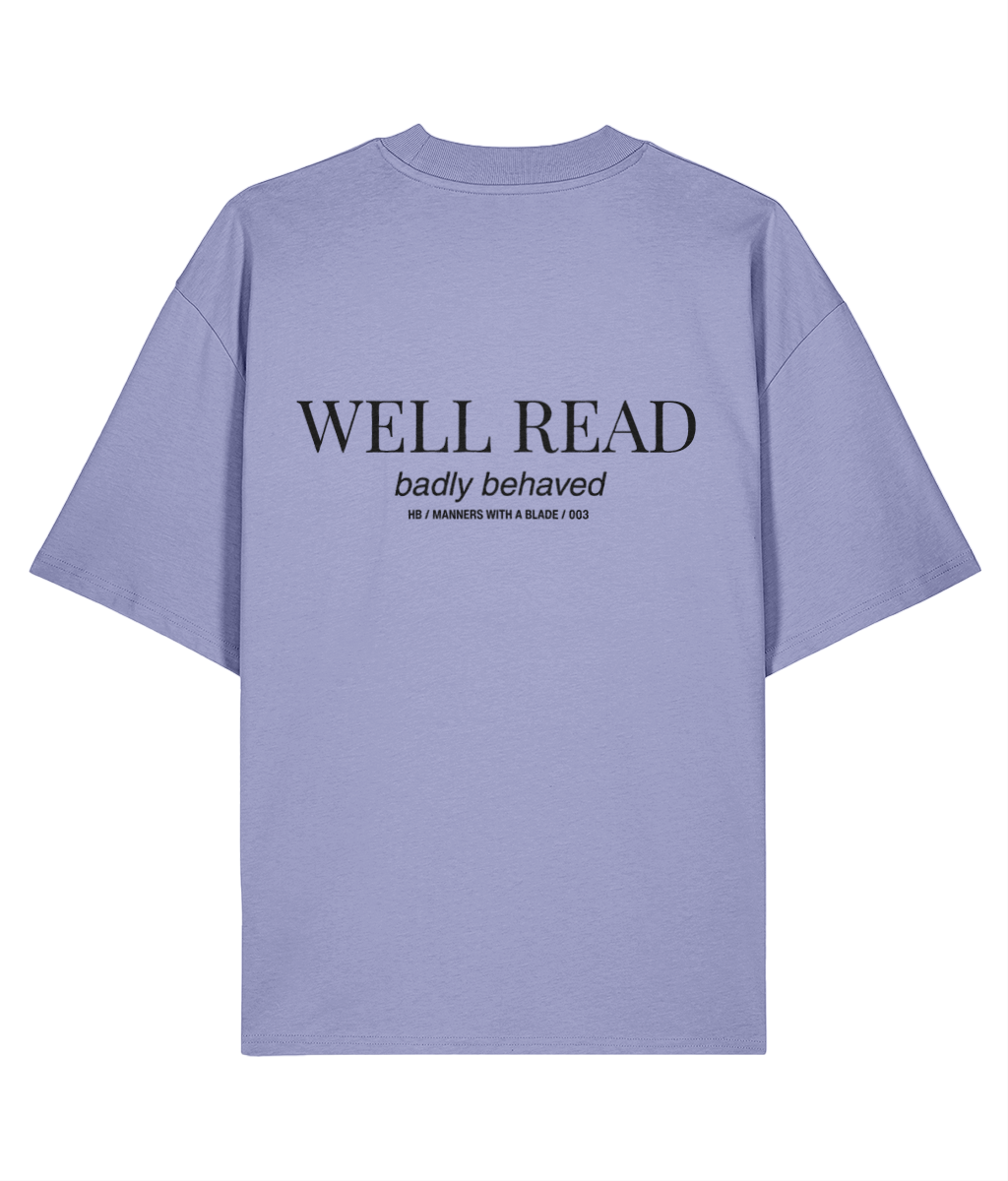 Well read badly behaved. Violet oversized T-shirt Back