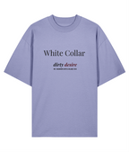 White collar dirty desire. Violet oversized T-shirt Front
