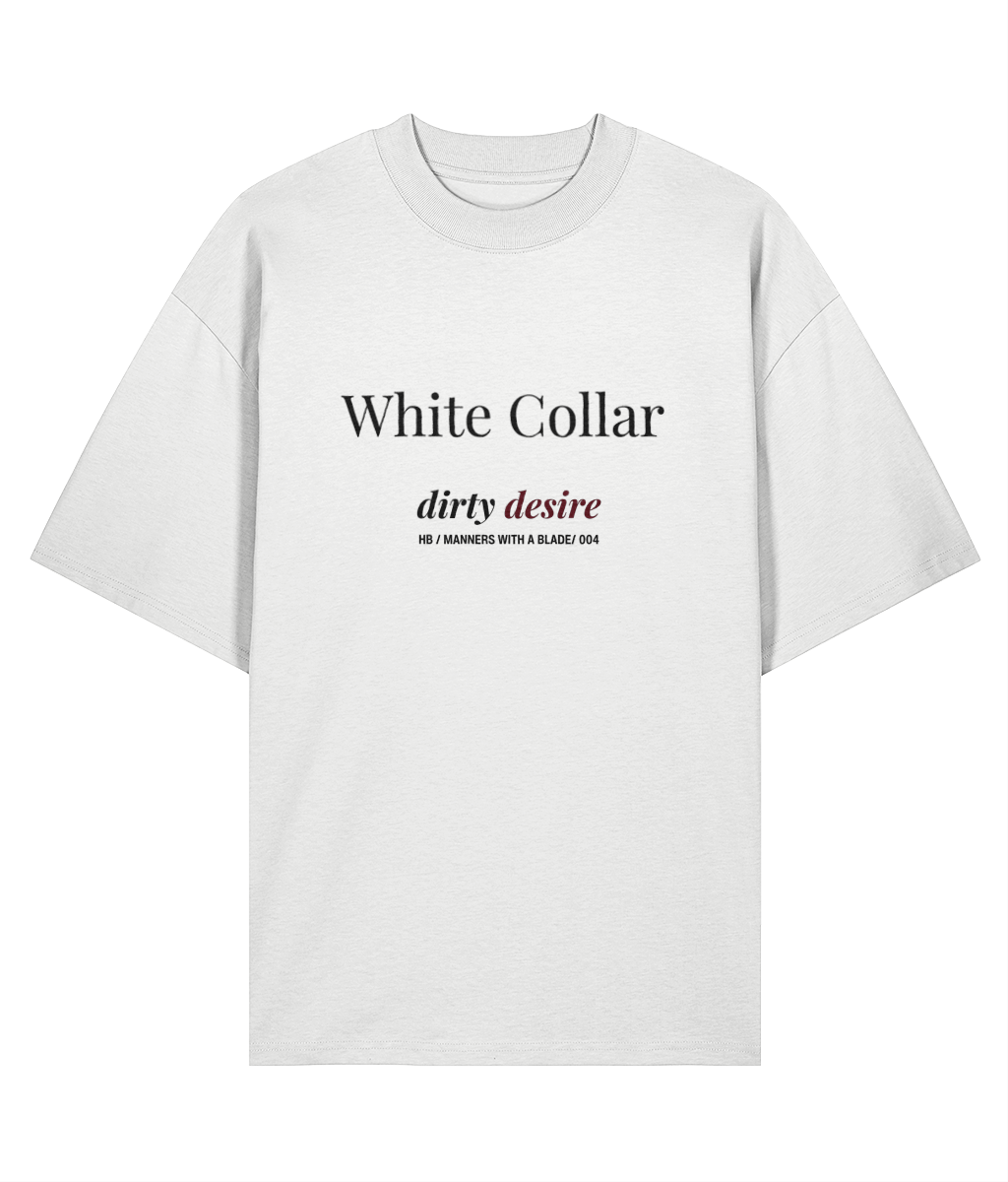 White collar dirty desire White oversized T-shirt Front